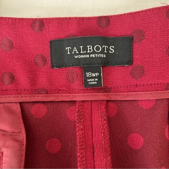 Talbots Heritage Ankle Pants 18W Petite Burgundy Wine Jacquard Dot Stretch Plus - Picture 15 of 16